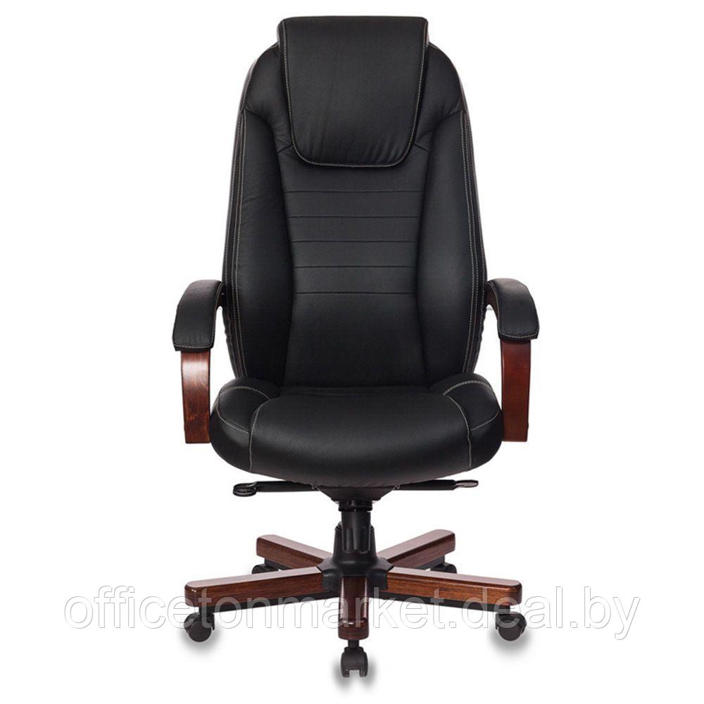 Кресло для руководителя "Бюрократ T-9923WALNUT", кожа, пластик, дерево, черный - фото 2 - id-p176009860