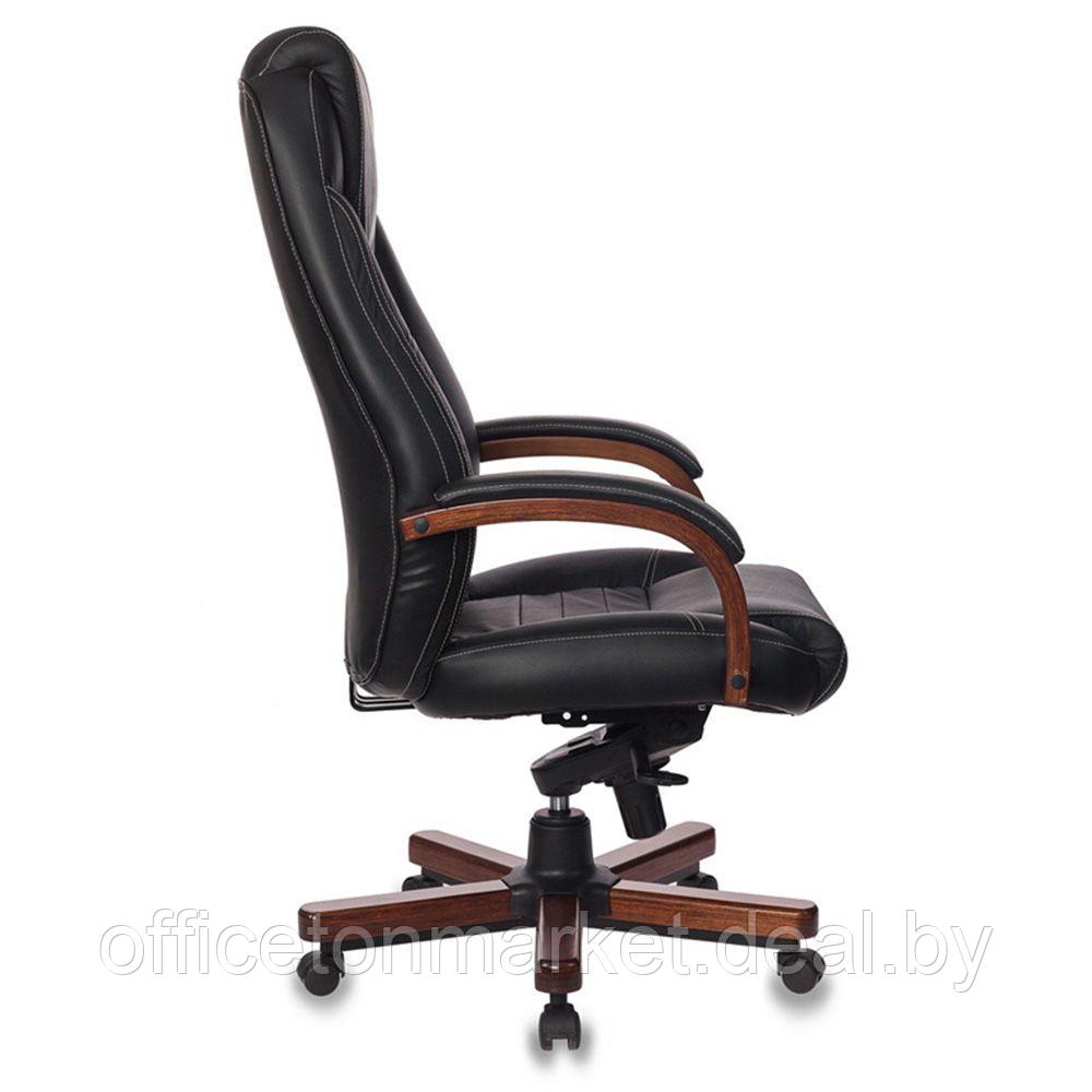 Кресло для руководителя "Бюрократ T-9923WALNUT", кожа, пластик, дерево, черный - фото 3 - id-p176009860