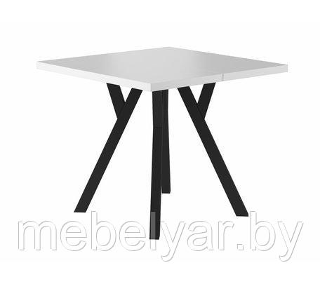 Стол обеденный SIGNAL MERLIN раскладной белый мат/черный 90-240/90/76, фото 1