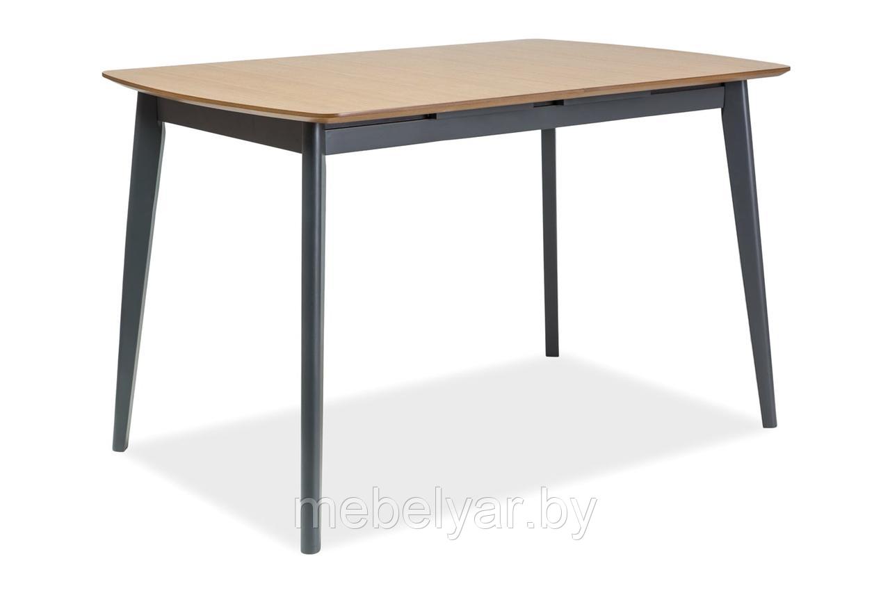 Стол обеденный SIGNAL VITRO II 120 раскладной, дуб/графит, 120-160/80/75, фото 1