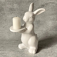 Фигурка Заяц-кролик белый с подсвечником большой