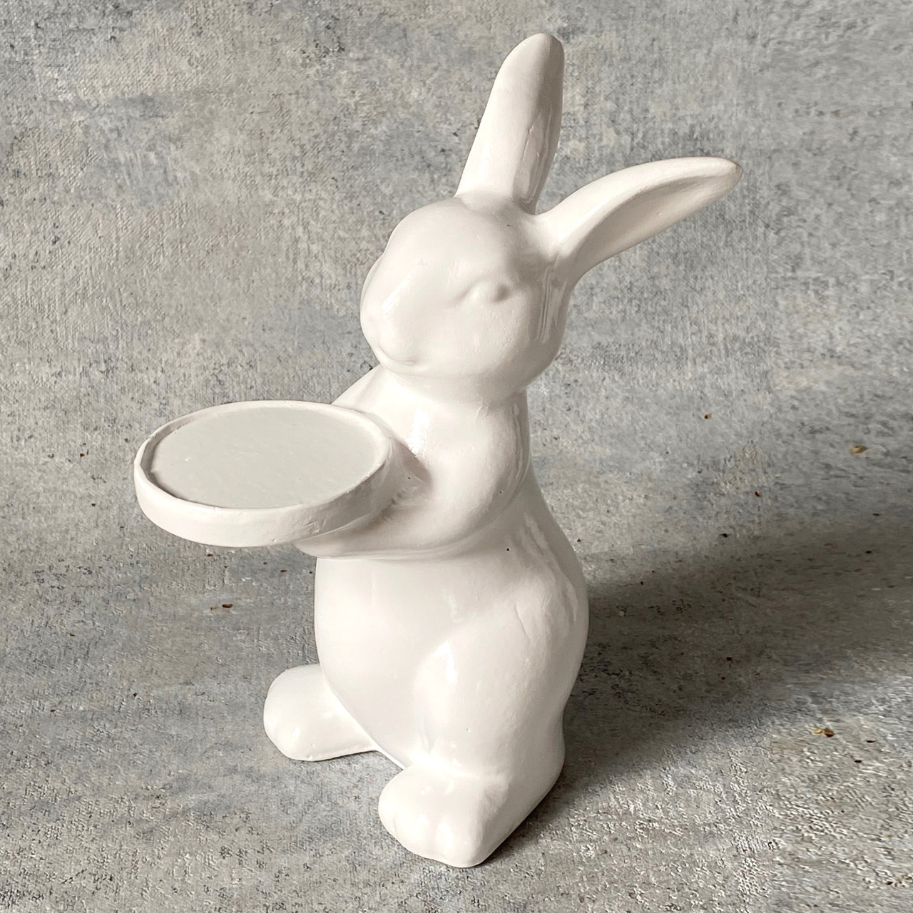 Фигурка Заяц-кролик белый с подсвечником малый
