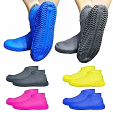 Силиконовые защитные чехлы для обуви от дождя и грязи с подошвой L (черный), фото 3