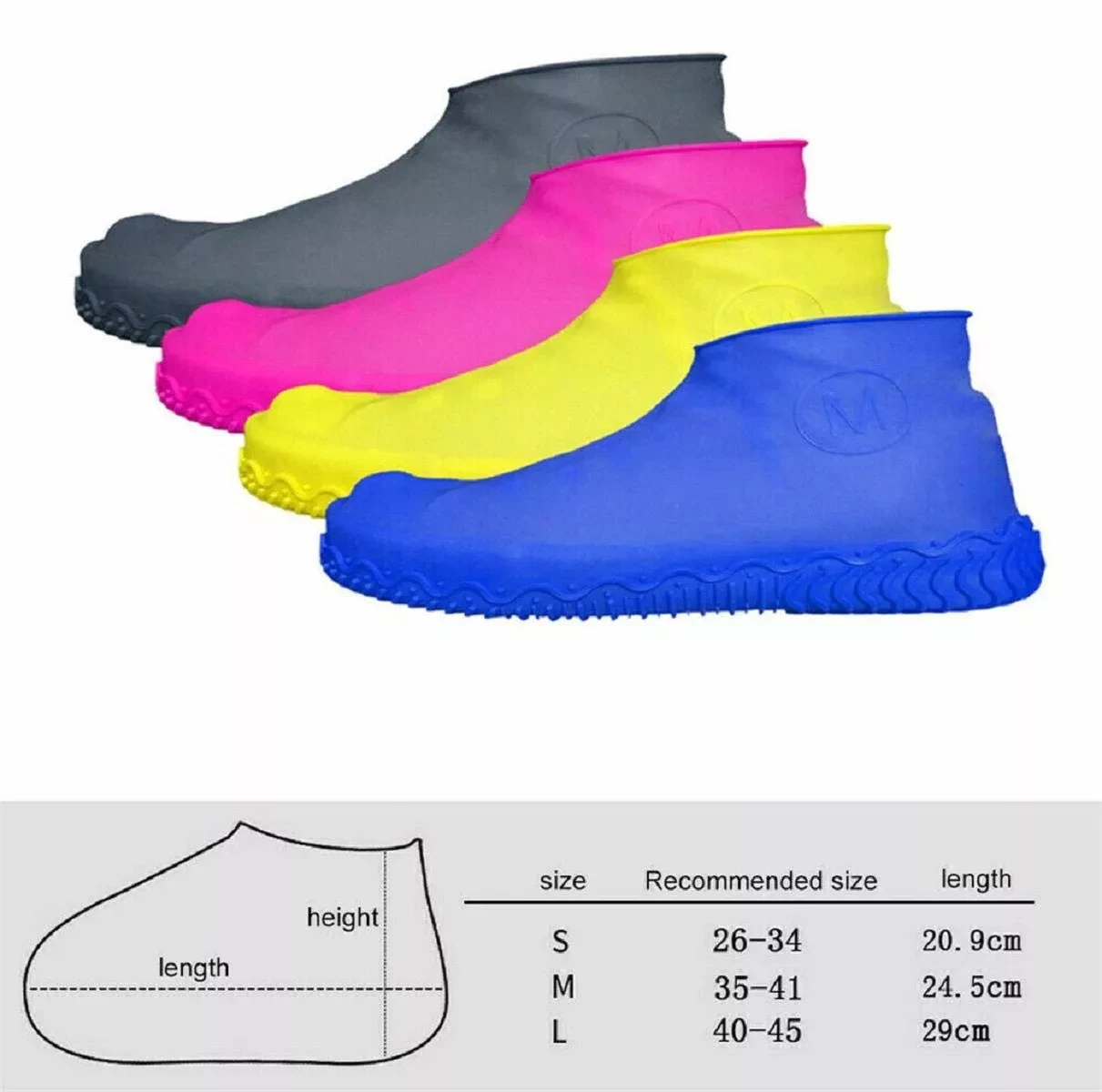 Силиконовые защитные чехлы для обуви от дождя и грязи с подошвой L (черный) - фото 5 - id-p130657327