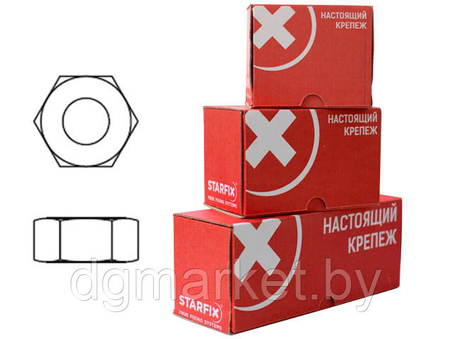 Гайка М6 шестигр., цинк, кл.пр. 6, DIN 934 (300 шт в карт. уп.) STARFIX - фото 1 - id-p179526462