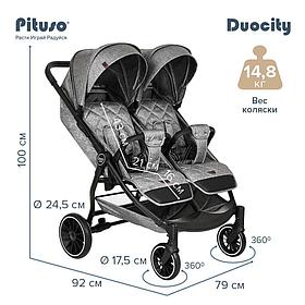 Прогулочная коляска для двойни PITUSO DUOCITY Grey Metallic/Серый металлик Т1 2023