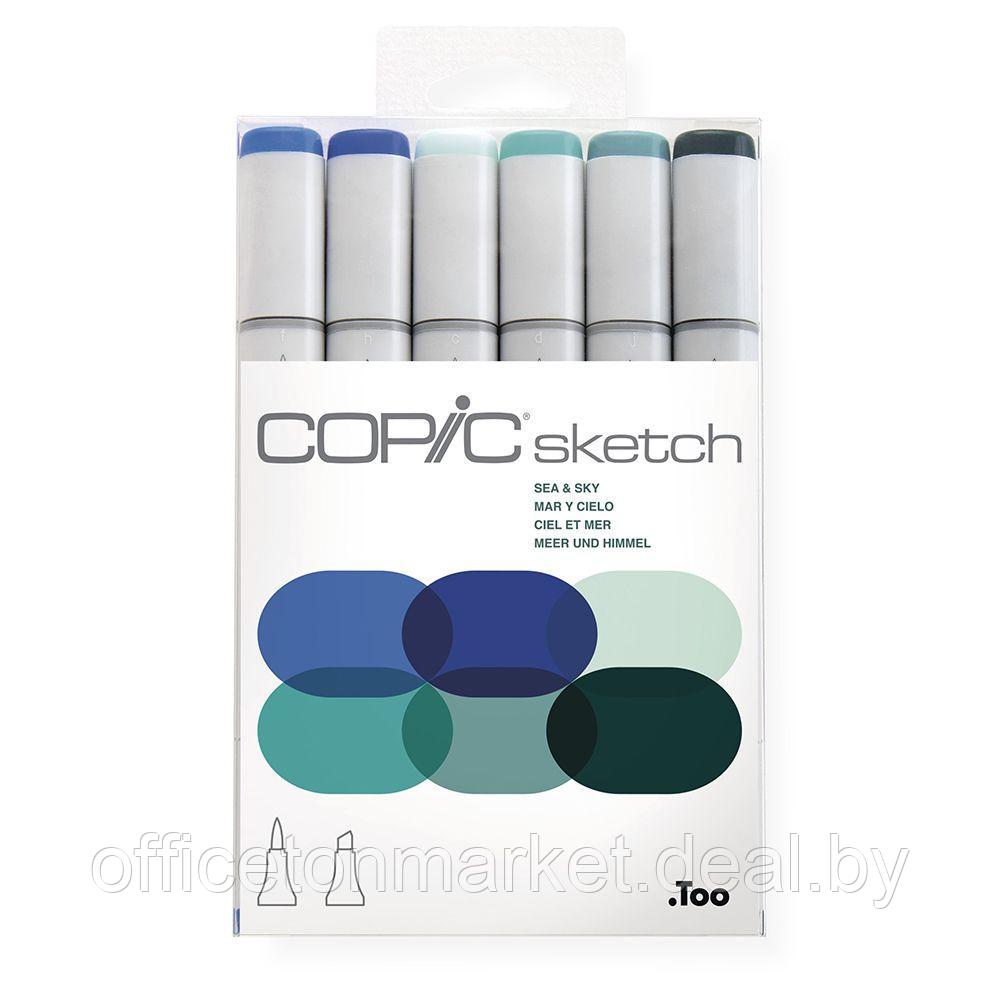 Набор маркеров перманентных "Copic Sketch", 6 цветов, синие оттенки - фото 1 - id-p178285059