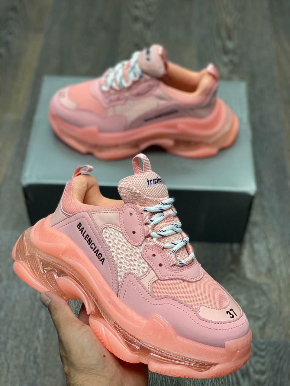 Кроссовки Balenciaga Triple S Pink Clear Sole - фото 3 - id-p179542141