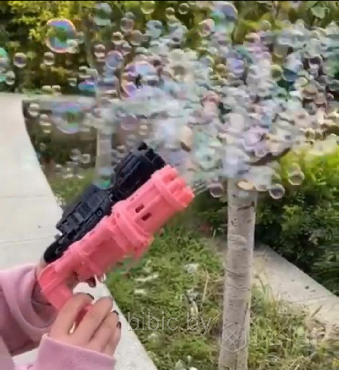 Детский пистолет генератор "Миниган" для создания мыльных пузырей на батарейках, автоматический для игры детей - фото 3 - id-p179543241