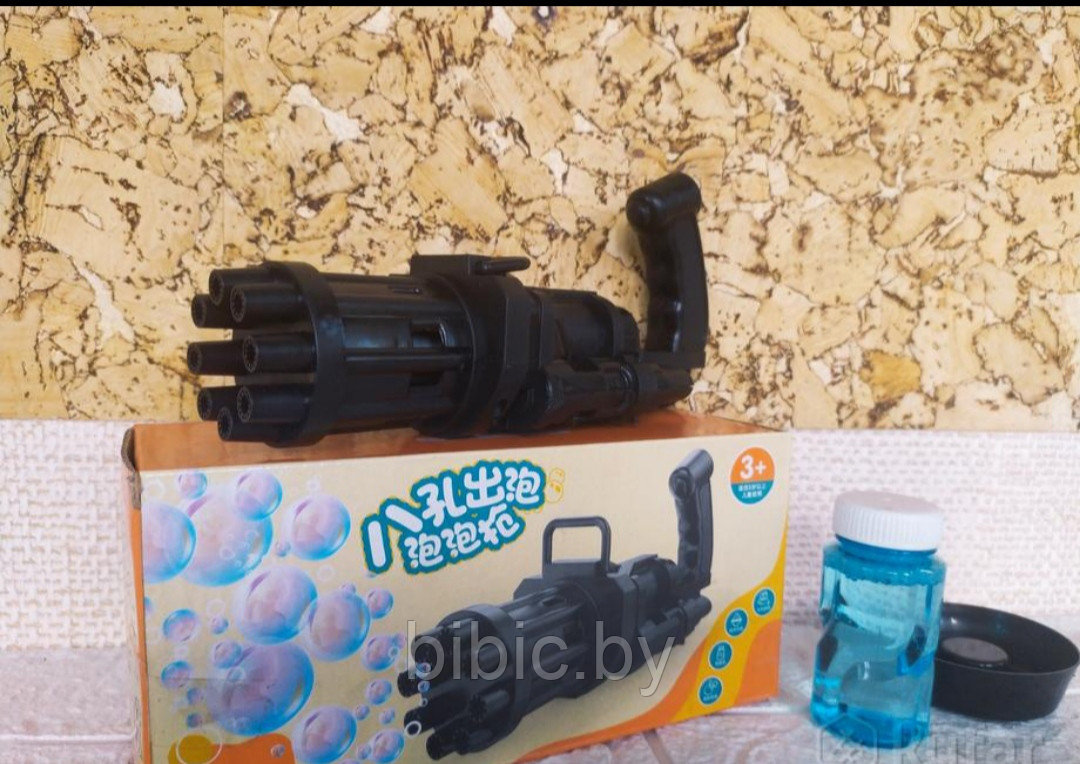 Детский пистолет генератор "Миниган" для создания мыльных пузырей на батарейках, автоматический для игры детей - фото 4 - id-p179543241