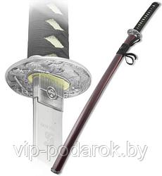Японский меч катана с бордовыми ножнами