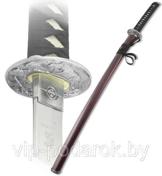 Японский меч катана с бордовыми ножнами - фото 1 - id-p179544255