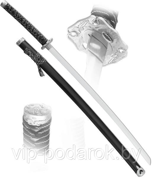 Меч самурайский черно-белый с серебряной гардой - фото 1 - id-p179544269