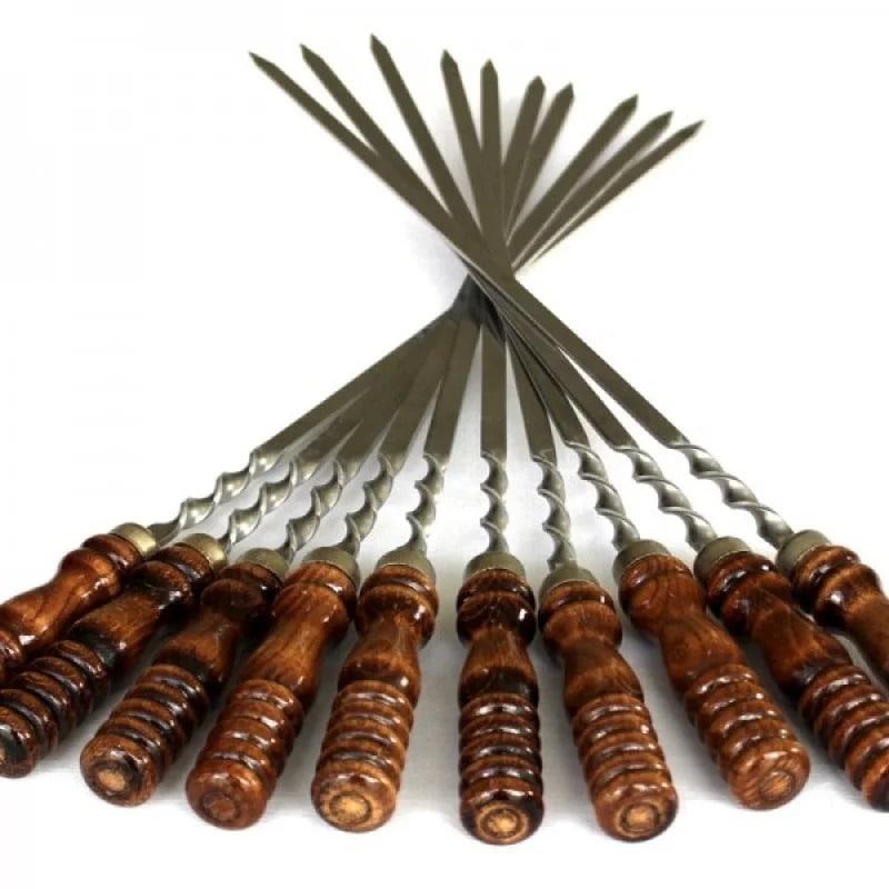 Шампуры с деревянной ручкой, нержавеющая сталь   40 см