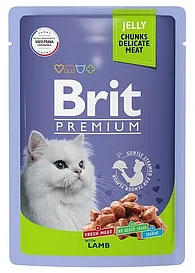 Brit  Premium пауч для  взрослых кошек, ягненок в желе, 85г