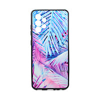 Силиконовый чехол с пластиковой крышкой KST SC для Samsung Galaxy A52 4G / 5G черный c рисунком тропики