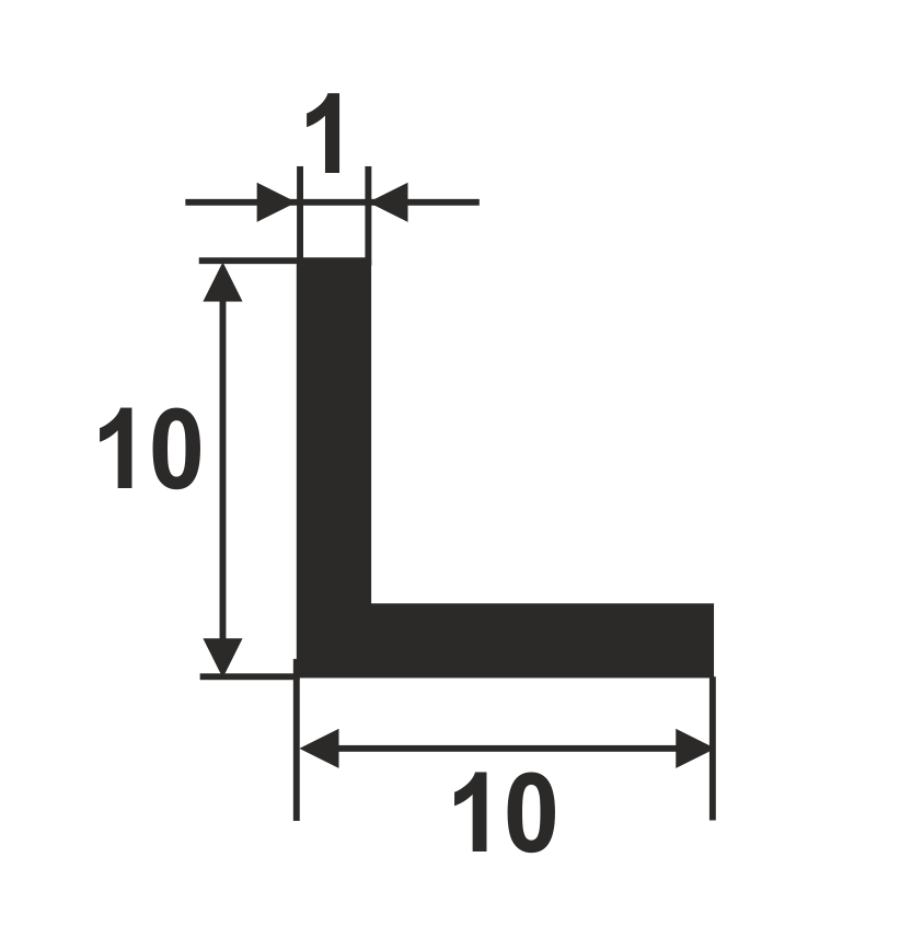 Уголок алюминиевый 10х10 черный 2,7м - фото 2 - id-p179574231