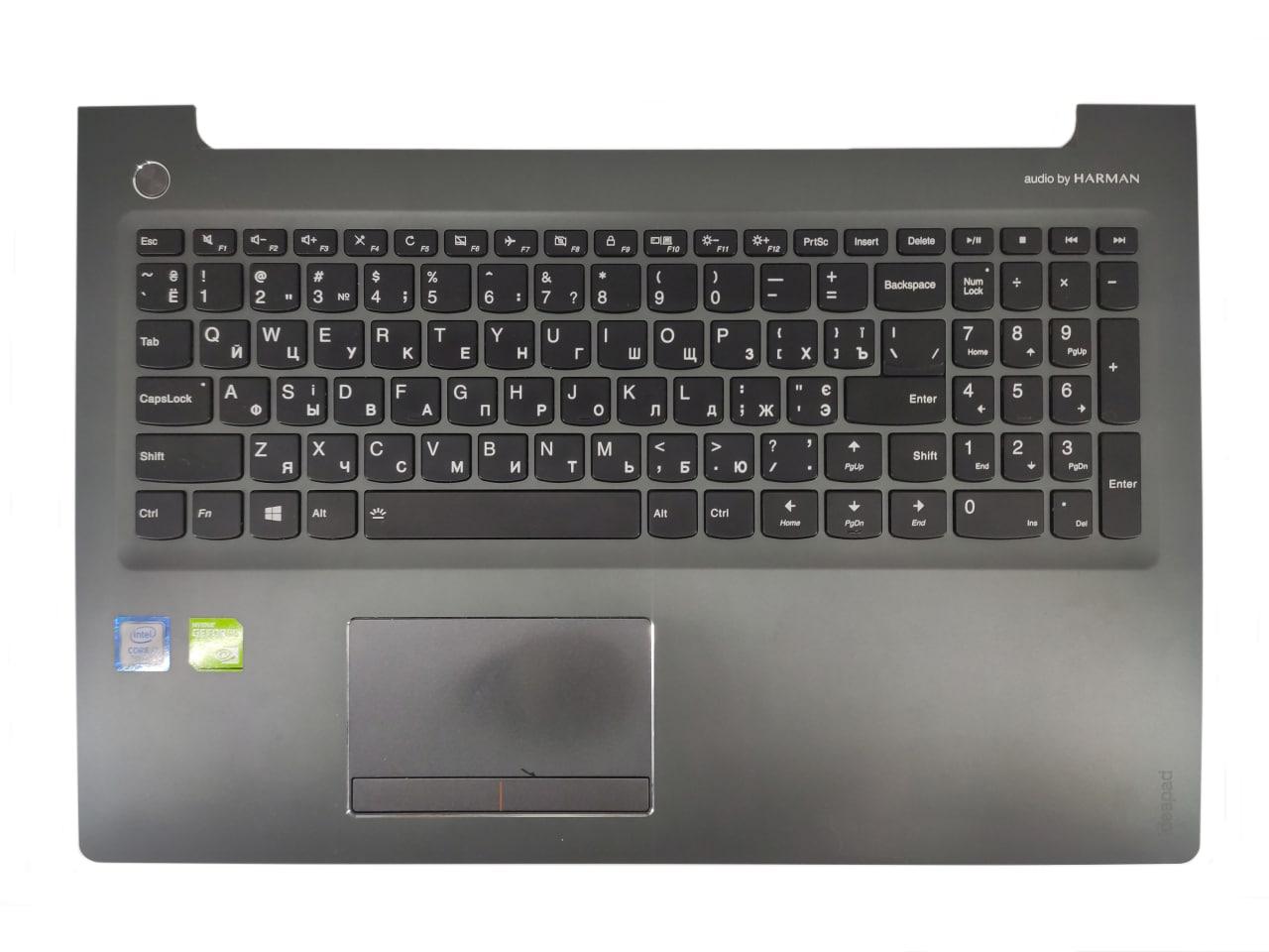 Верхняя часть корпуса (Palmrest) Lenovo IdeaPad 310-15 с клавиатурой, с подсветкой и тачпадом, темно-серый, RU - фото 1 - id-p179593800