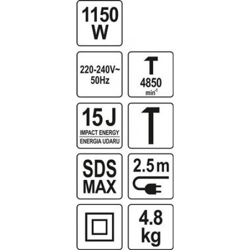 Перфоратор SDS MAX 1150W, 15J "Yato" YT-82133 - фото 2 - id-p179603910