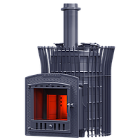 Печь чугунная для бани Гефест AVANGARD ЗК 24 (П2) Ураган в сетке Тюльпан