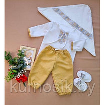 Комплект крестильный для мальчика с длинным рукавом с крыжмой (NK Baby) (р.62,68,74,80,86-92) золото