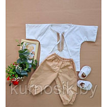 Комплект крестильный для мальчика в подарочной упаковке (NK Baby) (р.62,68,74,80-86) бежевый