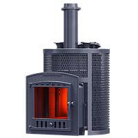 Печь чугунная для бани Гефест AVANGARD ЗК 30 (П2) Ураган в круглой сетке