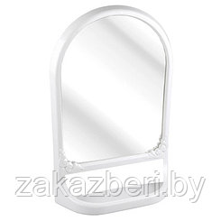 Зеркало в пластмассовой раме 38,5х60см, настенное крепление, с полкой, белый (Россия)