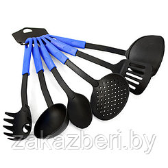 Кухонный набор для тефлоновой посуды пластмассовый 6 предметов: ложка 29,5см, лопатка 31,5см, лопатка с