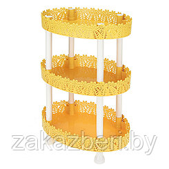 Этажерка пластмассовая 3-х ярусная "Космея" 16,5х26,5х39,5см, овальная, цвет желтый (Китай)