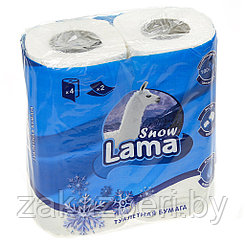 Туалетная бумага 2-х слойная "Snow Lama" 4 рулона по 17,5м, лист 12,5х9,5см, 140 листов, 100% целлюлоза, с