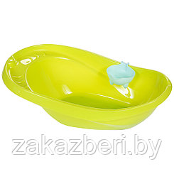 Ванна детская пластмассовая "Буль-Буль" 35,5л, 84,4х52х28,5см, сливное отверстие, лайм, с ковшом - синий