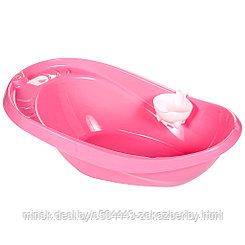 Ванна детская пластмассовая "Буль-Буль" 35,5л, 84,4х52х28,5см, сливное отверстие, розовый, с ковшом - белый