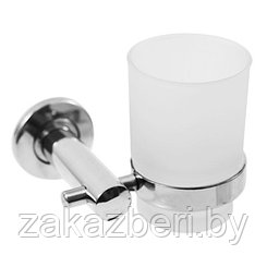 Стакан для ванной комнаты стекло/хром "В стакане" 200мл, д6,5см h9,5см, настенное крепление, в коробке (Китай)