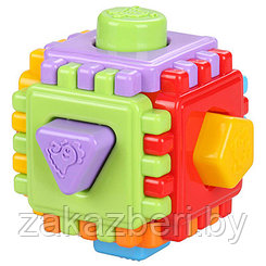 Игрушка детская головоломка пластмассовая "Геометрик" логический куб, 10х10х10см (Россия)