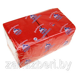 Салфетки бумажные 24х24см "Сыктывкарские", 2 слойные, 250 штук в упаковке, сырье - 100% целлюлоза, красный,