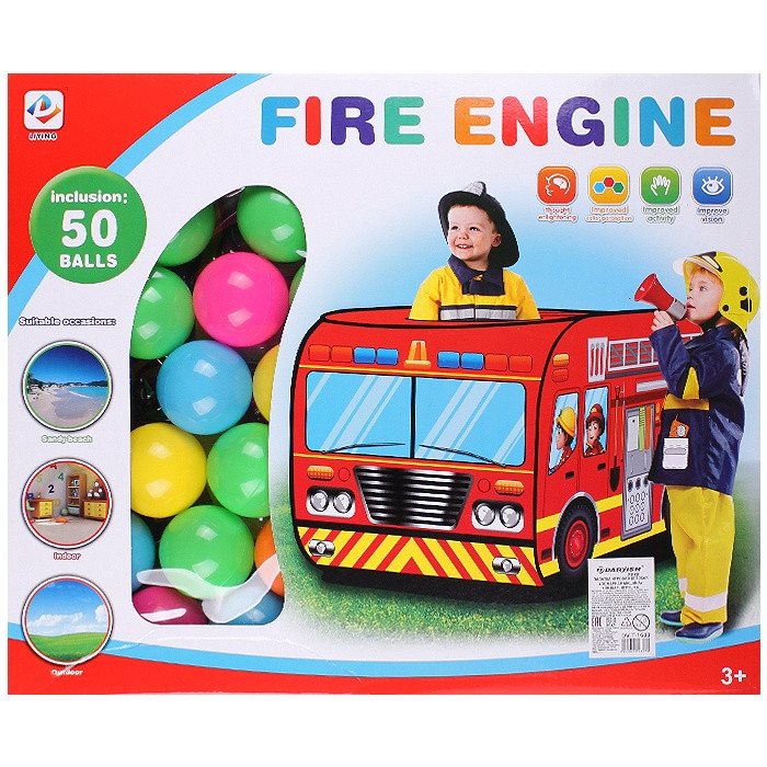 Палатка игровая детская "Пожарная машина" + 50 шаров . Игрушка, фото 1