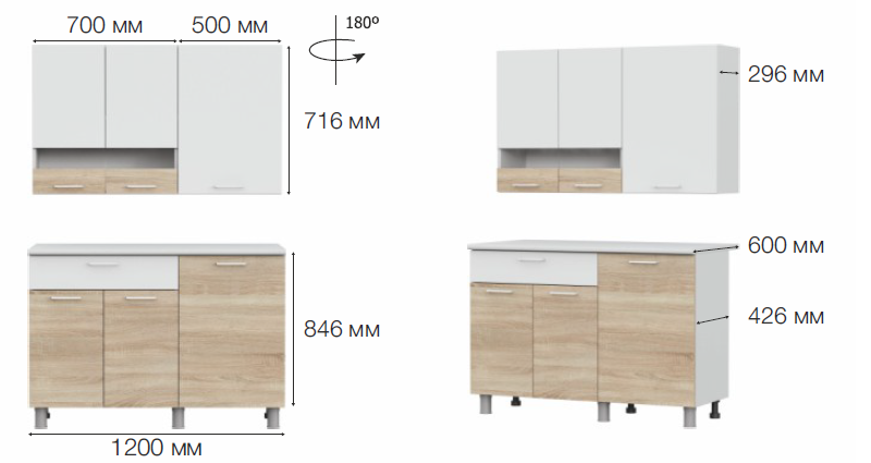 Кухня КГ4 1200 фабрика SV-мебель (ТМ Просто хорошая мебель) - фото 2 - id-p179621056