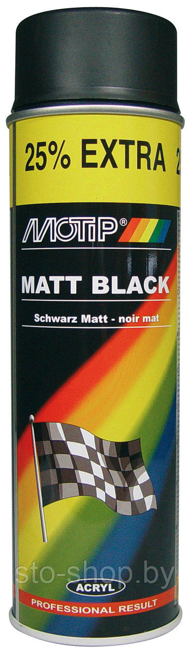 Краска черная матовая 500мл MOTIP MATT BLACK - фото 1 - id-p179621291