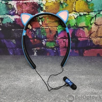 Беспроводные Hifi 5.0 светодиодные наушники Милые кошачьи ушки ZW-29 CAT EAR Голубые