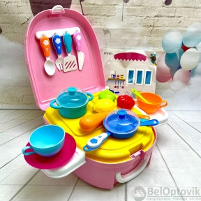 Детский игровой набор Рюкзак Моя профессия чемоданчик - стол Кухня (юный повар)