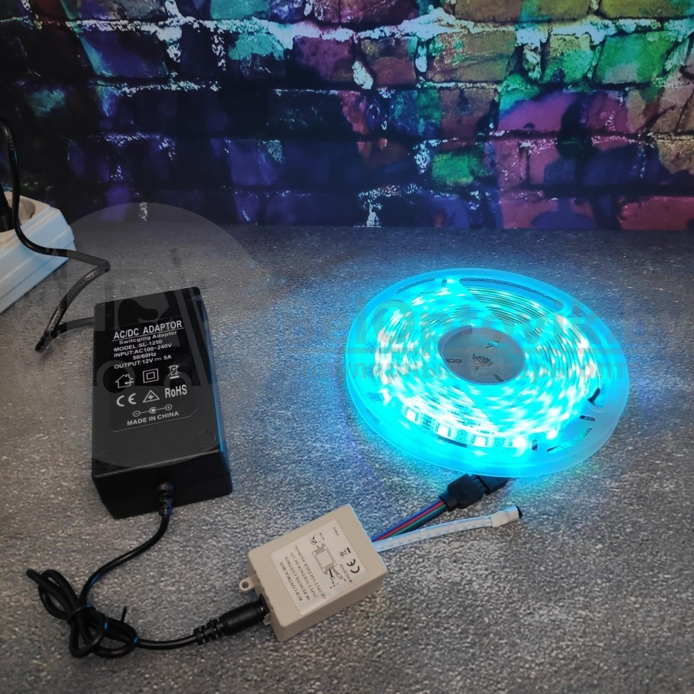 Светодиодная лента SMD 5050 S-935 ( 60LED/m, IP65, 12V, RGB) Блок питания, контроллер, пульт управления, 5 м - фото 10 - id-p179626147