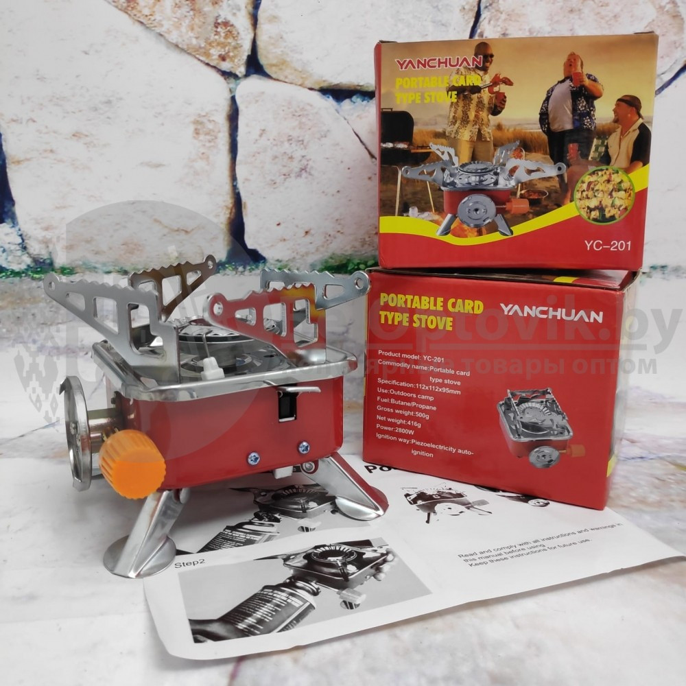 Газовая горелка (плита) Windproof Camping Stove к-202(YC-201) с чехлом - фото 6 - id-p179630142