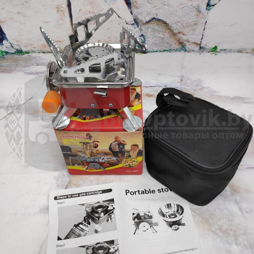 Газовая горелка (плита) Windproof Camping Stove к-202(YC-201) с чехлом - фото 7 - id-p179630142