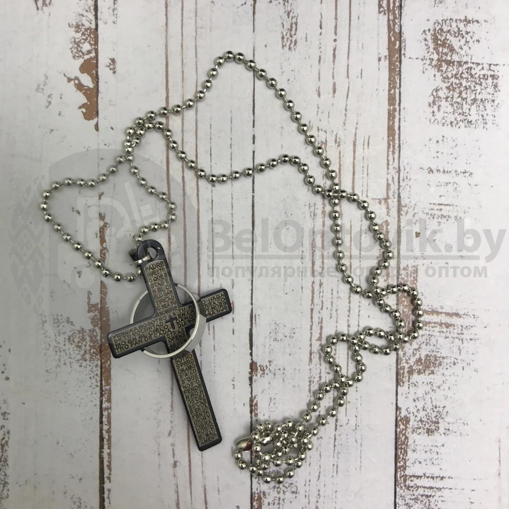 Кулон-подвеска Крест с кольцом на цепочке Черный - фото 7 - id-p179631160