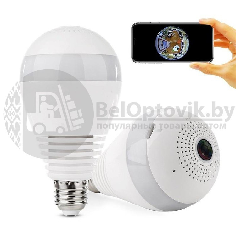Панорамная WI FI камера в виде лампочки 360 (датчик движения, режим день/ночь, микрофон, динамик, 1080Р, - фото 5 - id-p179624193