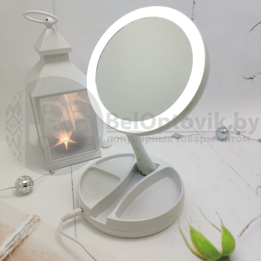 Уценка Зеркало двухстороннее со светодиодами My FoldAway Mirror White, увеличение зеркал: 1х1 и 10х1 - фото 8 - id-p179630183