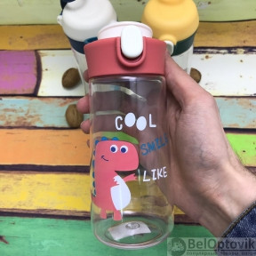 Пластиковая детская бутылка для воды Дино, 350 мл Красный Dino
