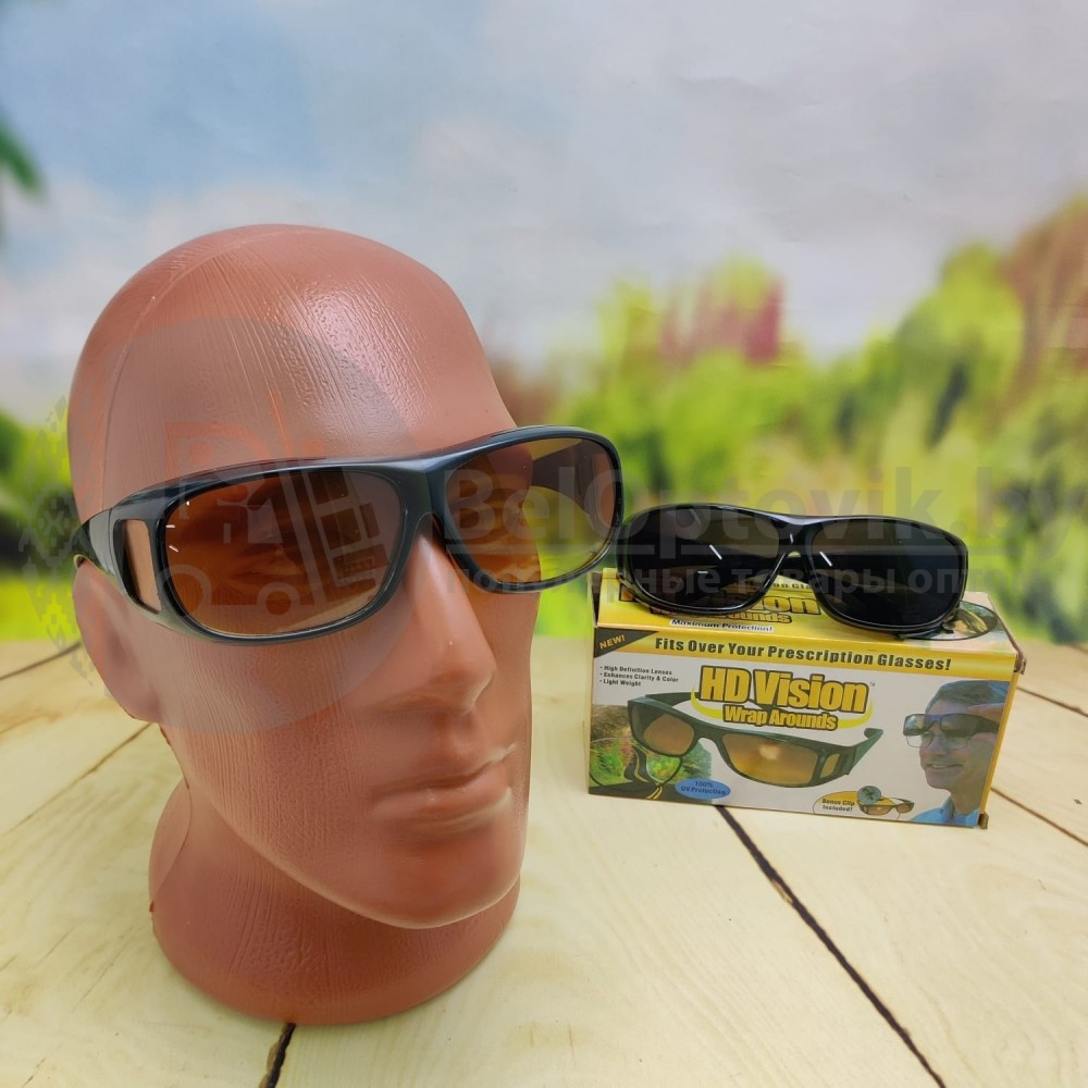 Антибликовые очки, солнцезащитные очки для водителей HD Vision Wrap Arounds 2 пары ( защита от яркого света и - фото 9 - id-p179631222