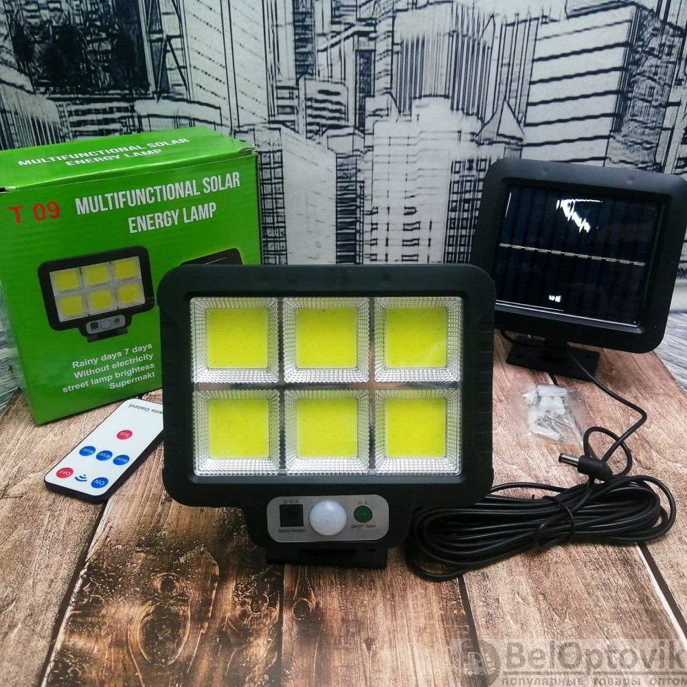 Уличный светодиодный светильник Т-90 6-ти секционный на выносной солнечной батарее (пульт ДУ, 3 режима работы) - фото 5 - id-p179623144
